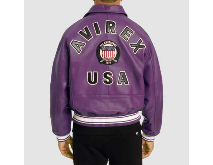 Avirex Icon Leather Jacket Dark Purple