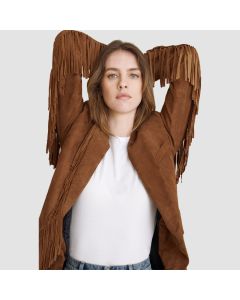 Women's Vintage Genuine Goatskin Fringed Suede Leather Jacket - Jacket Tailor