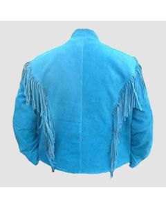 Men's Native Western Suede Jacket Fringes & Bones - Jacket Tailor