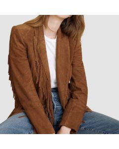 Women's Vintage Genuine Goatskin Fringed  Suede Leather Jacket - Jacket Tailor