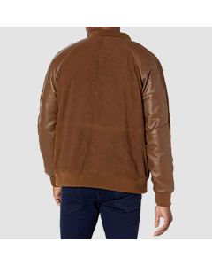 Maglio Men's Silky Suede Varsity Jacket With Contrast Sleeves - Jacket Tailor