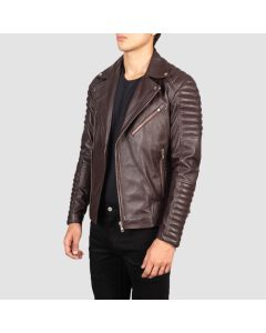 Armand Maroon Leather Biker Jacket