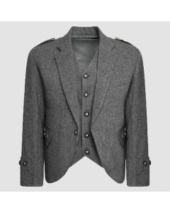 Scottish Grey Tweed Wool Argyle Kilt Jacket With Vest - Jacket Tailor