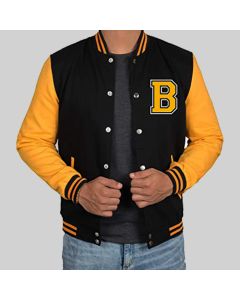 Decorum Black and Yellow Letterman Jacket Men - Jacket Tailor