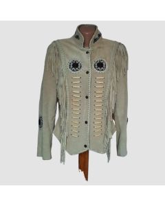 women's Leather Fringe Jacket, vintage western suede leather - Jacket Tailor