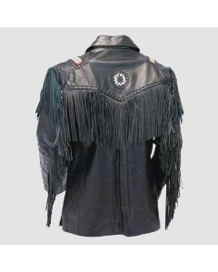 Black Leather Fringes Jacket with Western Style - Jacket Tailor