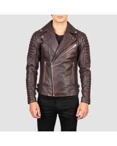 Armand Maroon Leather Biker Jacket