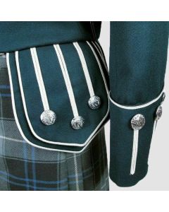 Wool Blend Military Piper Drummer Doublet Highland Jacket Green - Jacket Tailor