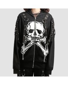 Tripp Nyc Mega Skull Zip Hoodie Black
