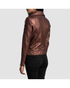 Romy Maroon Leather Biker Jacket
