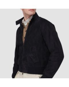 Men's Blue Torrance Suede Bomber Jacket