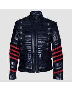 New Classic Military Rock Parade Coat Real Glazed Leather Jacket - Jacket Tailor