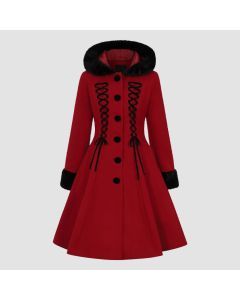 Amaya Coat Coats Red-Black by Hell Bunny