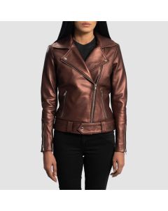 Romy Maroon Leather Biker Jacket