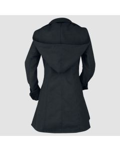 Gothic Ladies Black Coat with Red Lining Black
