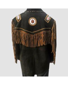 Native American Western Style Suede Leather Fringes Beads Jacket - Jacket Tailor