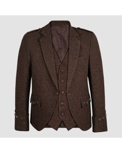 DARK BROWN TWEED ARGYLL KILT JACKET WITH 5 BUTTON VEST - Jacket Tailor
