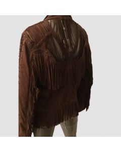 Women suede leather fringe criminal western jacket Handmade - Jacket Tailor