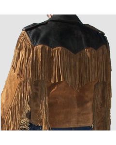 Men's Western Cowboy Biker Cow & Suede Leather Jacket Fringes - Jacket Tailor