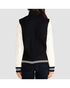 Women’s Cream and Black Varsity Jacket -  Jacket Tailor