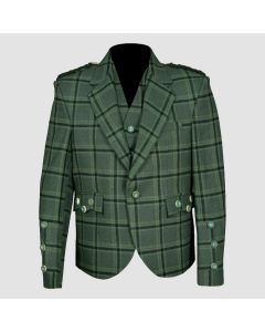 Traditional Style Lovat Green Tweed Argyle Kilt Jacket With 5 Button Vest - Jacket Tailor