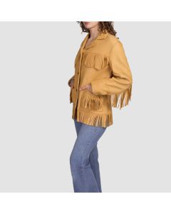 Tan Fringe Buckskin Jacket Vintage Boho Hippie And leather coat - Jacket Tailor