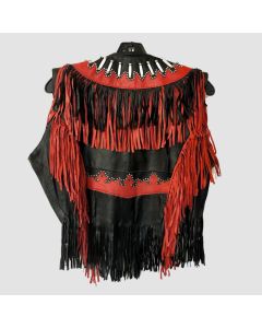 Women's Fringe Bone n Bead Leather Vest - Jacket Tailor