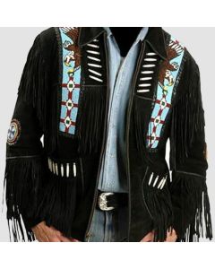 Men's Western Black Suede Leather - Jacket Tailor