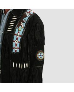 Men's Western Black Suede Leather - Jacket Tailor