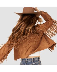 Women's Real Handmade Fringe Suede Leather Jacket, Open Style - Jacket Tailor