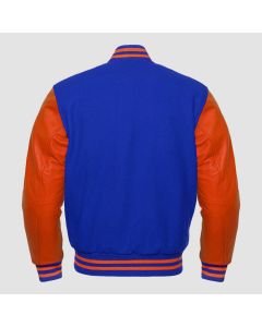 Wool Letterman Boys College Varsity Bomber Jacket Royal & orange - Jacket Tailor