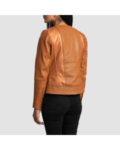 Sleekly Clean Tan Leather Biker Jacket