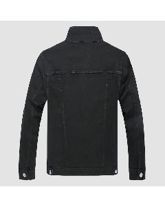 Black Denim Jacket With Silver Snap Buttons Stylish- Jacket Tailor