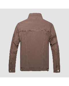Brown Jacket Denim With Snap Button Front and Chest Pockets for Men-Jacket Tailor