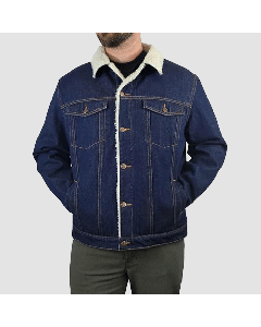 dark blue denim jean jacket with Button Front Warm and Stylish Outerwear- jacket Tailor