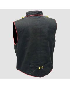Men Steampunk Military Army black red With Gold Brass Buttons - Jacket Tailor