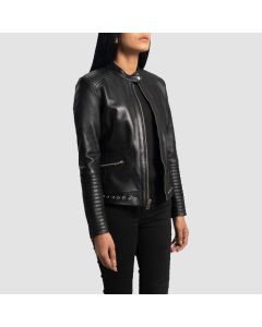 Haley Ray Black Leather Biker Jacket