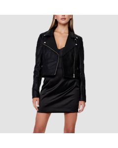 Women’s Black Moto Biker Faux Leather Jacket
