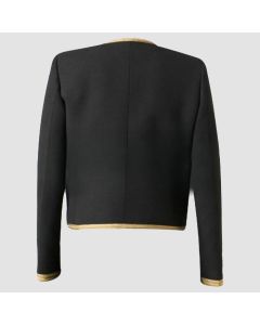 Gothic Style Black Cropped Officer Jacket For Womens - Front