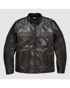 Harley Davidson Triple Vent System Ironstone Men Leather Jacket
