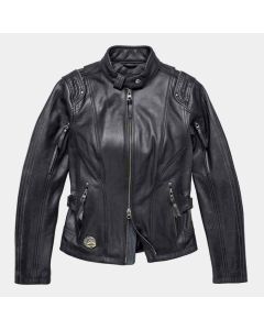 Harley Davidson Women Reflective Black Leather Jacket SZ Petite