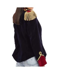 Ladies Dark Blue Velvet Military Hussar Jacket with Golden Braid, Ladies Military Hussar Jacket
