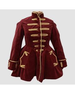 New Ladies Maroon 18th Century Riding Habit Frock Dress Ladies Fashion Military Coat