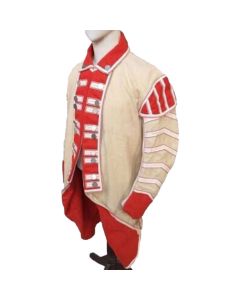 New Musician's Coat Revolutionary War Men's Off White With Red Facing