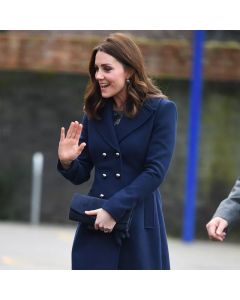 Kate Middleton Navy Wool Coat Double-Breasted Overcoat-Jacket Tailor