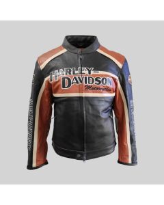 Men Motorcycle Triple Vent Classic HD Leather Jacket
