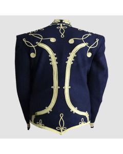 Military Steampunk Medium Nave Blue Wool Jacket - Front
