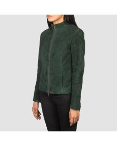 Rumelia Green Suede Biker Jacket