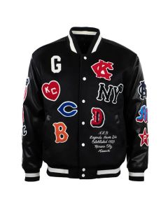 Negro League Baseball Allover Black Varsity Jacket – Vintage Style Sportswear for Men- Jacket Tailor
