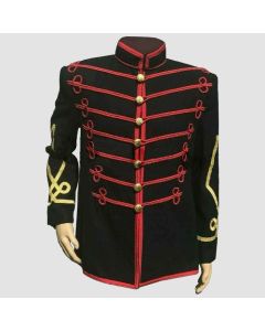 New Musical Paris Cemetery Tunic Black Red Braid Men Wool Hendrix Coat - Jacket Tailor